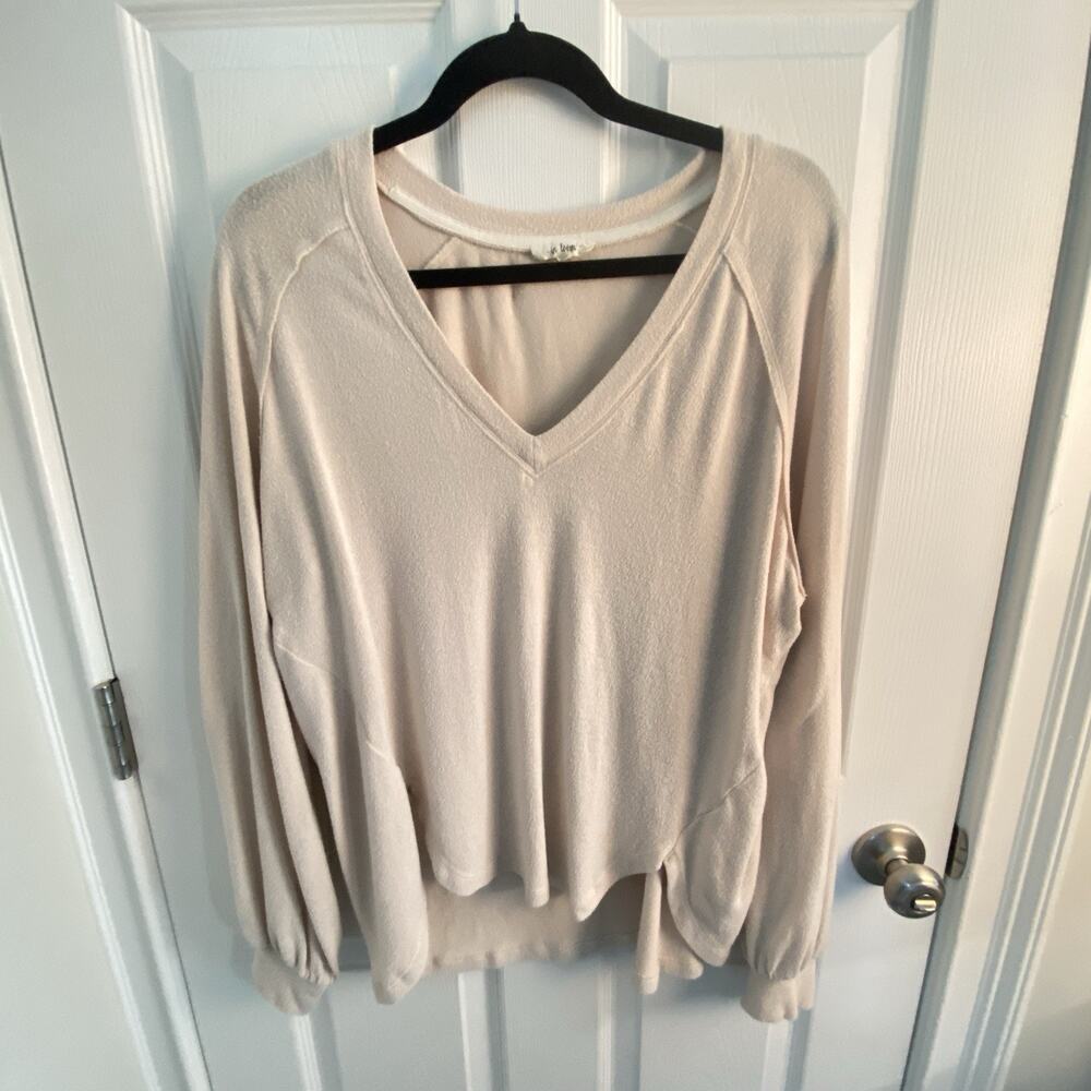 In Loom Sweater womens Size Small oversized v-neck top Cozy Boho Neutral Grunge